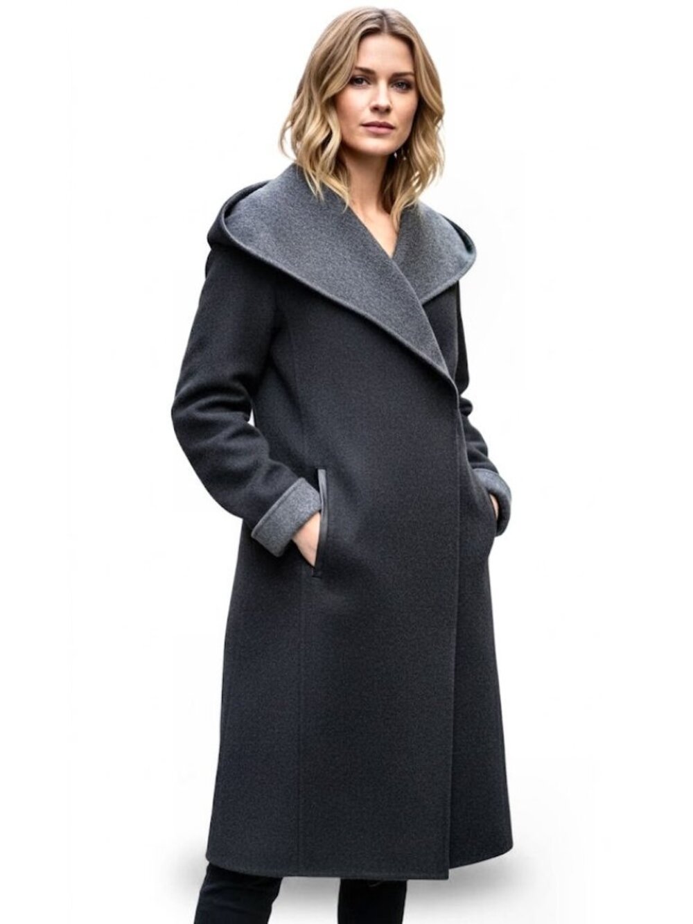 Mackage Joslyn Wool / Alpaca Coat, Black and Grey, Women's Size Small